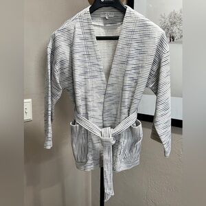 Texture & Thread Madewell Striped Tie Waist Cardigan Medium